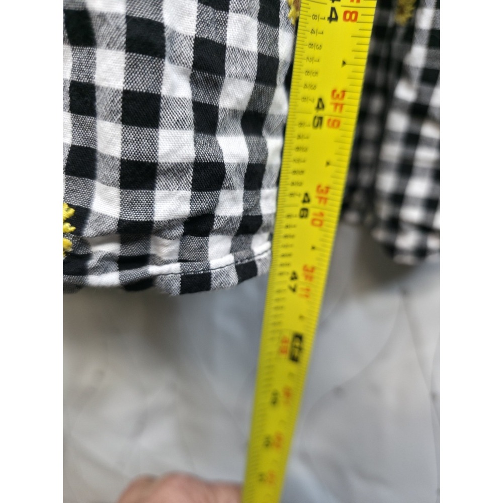 Old Navy Dress‎ Large Black White Gingham Daisy Midi Tiered Cottage Prairie - Picture 8 of 8